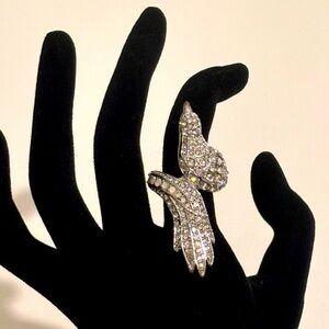Vintage peacock rhinestone costume jewelry bird ring size 6
